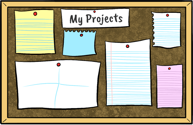 Interactive project board showing my work and achievements